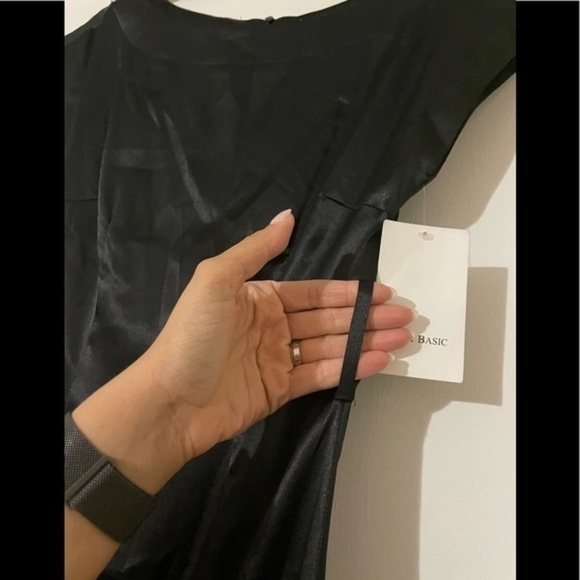 Zara Basic black Satin MIDI Dress Size XS - Picture 8 of 15